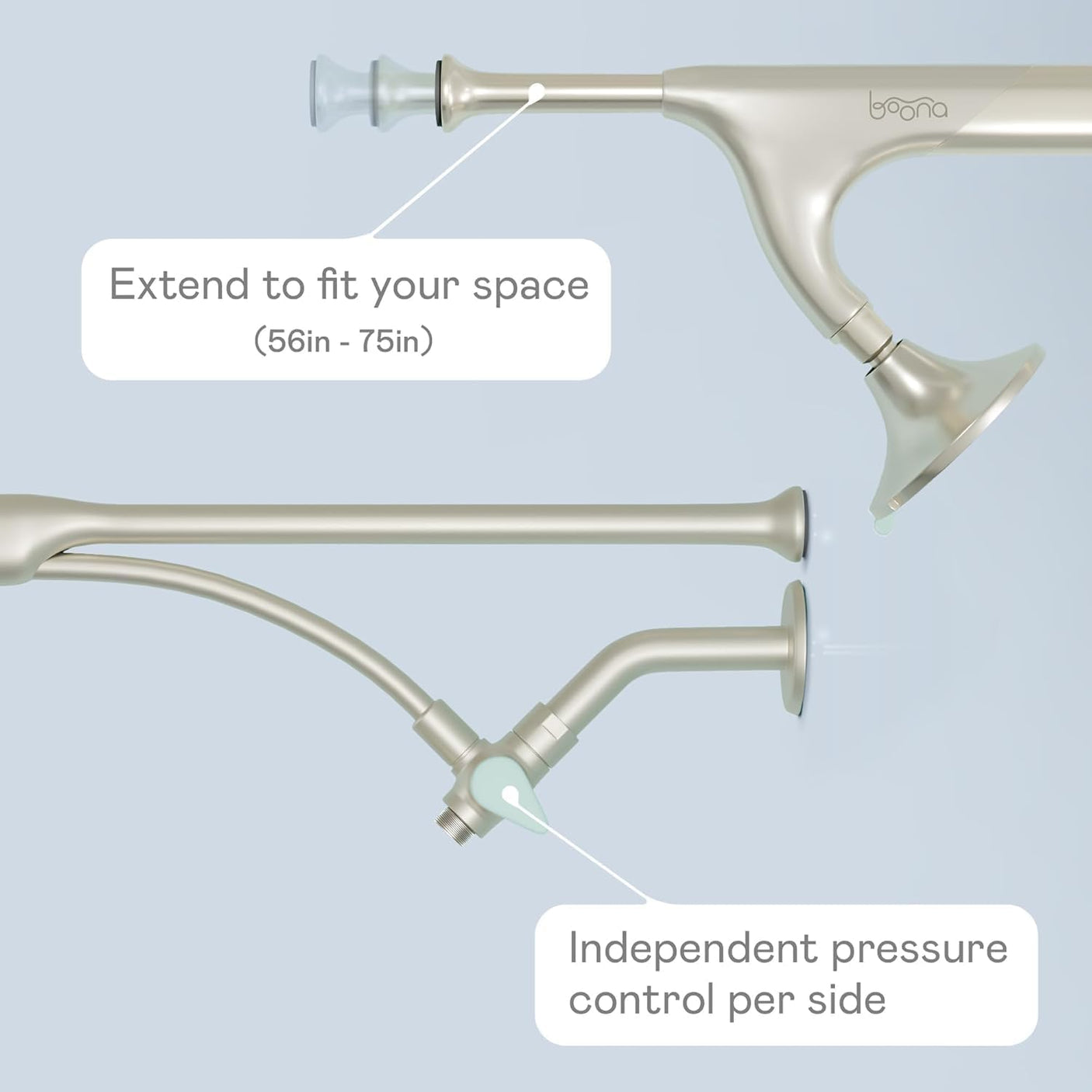 BOONA - The Original Tandem Shower | As Seen On Shark Tank | Double Shower Head for Couples, High Pressure Dual Shower Heads (One Showerhead, Midnight Black)