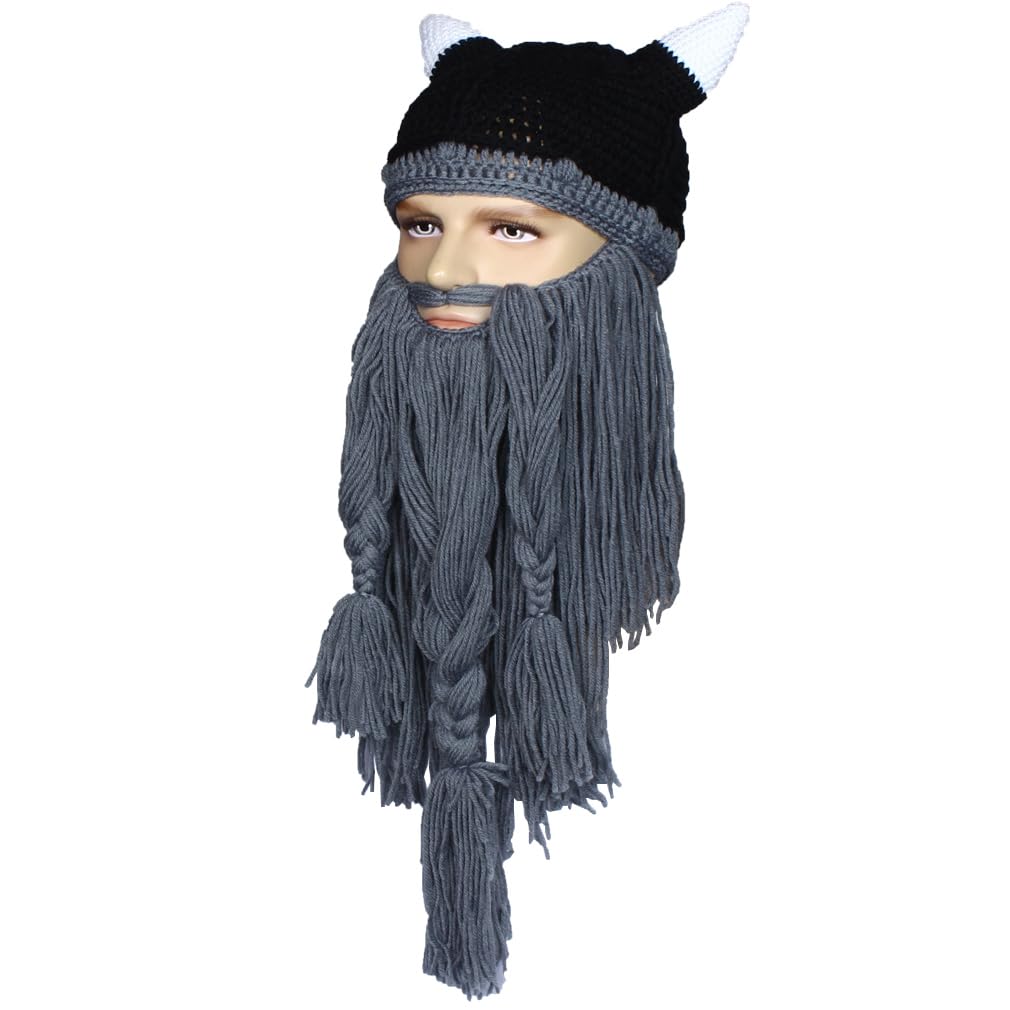 Creative Barbarian Knit Beard Hat Funny Knit Cap Wig Beanie Hats Beard Facemask