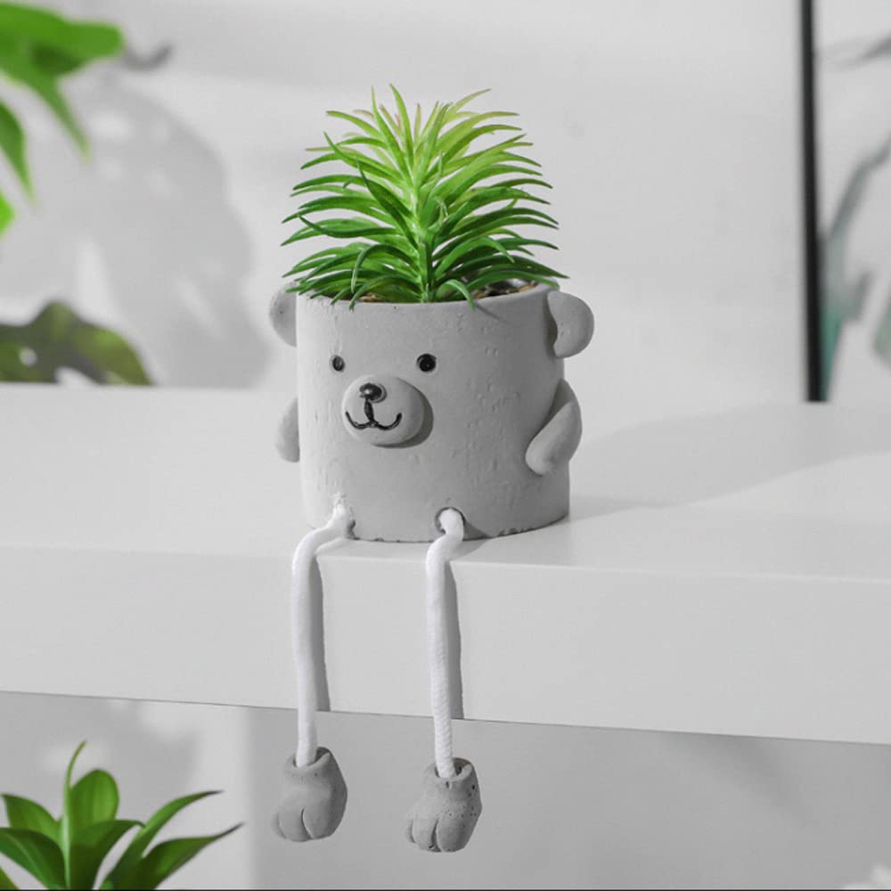 Zerzsy 3pcs Creative Artificial Succulents with Gray Flower Pots, Mini Potted Succulents for Home Office Desk Decor and Gift Choice