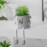 Zerzsy 3pcs Creative Artificial Succulents with Gray Flower Pots, Mini Potted Succulents for Home Office Desk Decor and Gift Choice