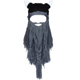 Creative Barbarian Knit Beard Hat Funny Knit Cap Wig Beanie Hats Beard Facemask