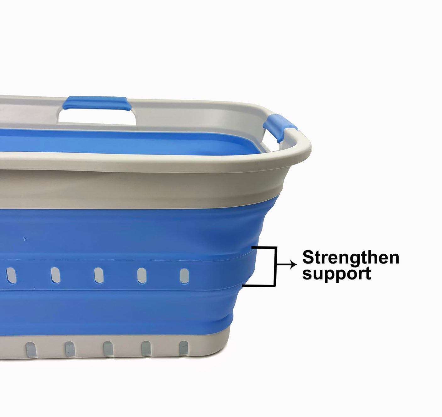 SAMMART 42L (11 gallon) Collapsible Plastic Laundry Basket - Foldable Pop Up Storage Container/Organizer - Space Saving Hamper/Basket (1, White/Grey)