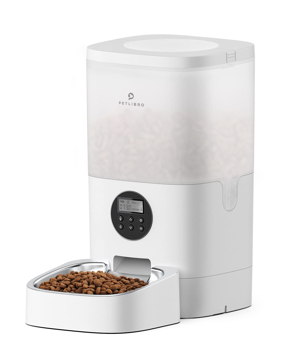 PETLIBRO Automatic Dog Feeder, 6L Dog Food Dispenser with Timer Interactive Voice Recorder, Auto Dog Feeder with Desiccant Bag 1-4 Meals Dry Food, Black Transparent