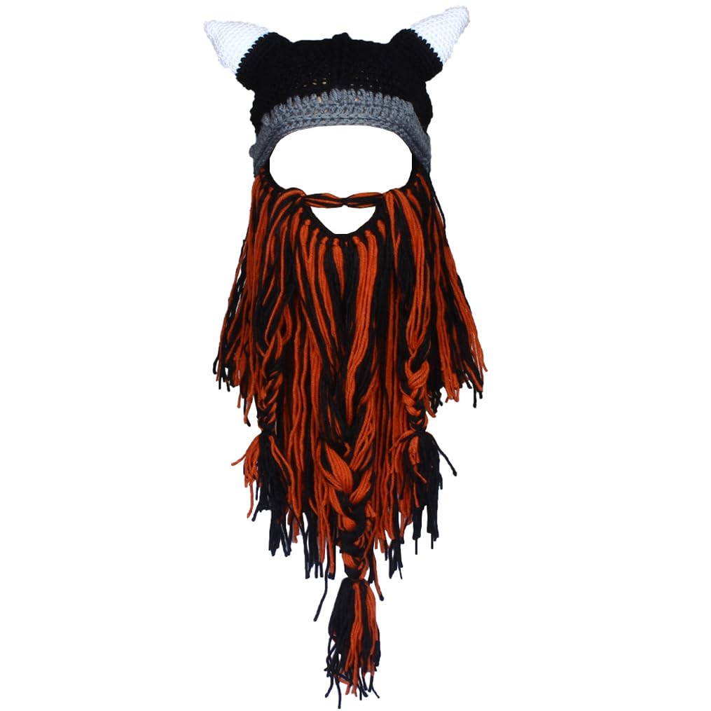 Creative Barbarian Knit Beard Hat Funny Knit Cap Wig Beanie Hats Beard Facemask