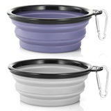 Dog Bowl Pet Collapsible Bowls, 2 Pack for Cats Dogs, Portable Pet Feeding Watering Dish for Walking Parking Traveling with 2 Carabiners (Small, Blue+Green)