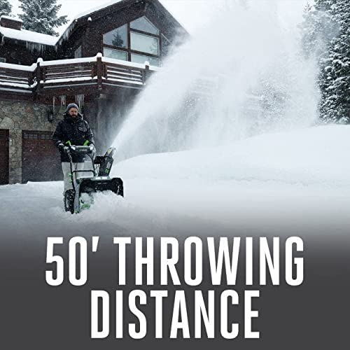 EGO Power+ SNT2112 21-Inch 56-Volt Lithium-Ion Cordless Snow Blower with Steel Auger - (2) 5.0Ah Batteries and Dual Port Charger Included, Black