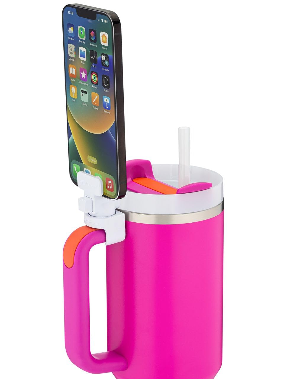HydraClip Phone Attachment - Watch, Carry, Record, & Stay Organized, Use as Phone Stand or Tripod, Hands Free Detachable, Stanley Cup Accessories, Spring Loaded Secure Grip (Black)