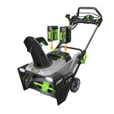 EGO Power+ SNT2112 21-Inch 56-Volt Lithium-Ion Cordless Snow Blower with Steel Auger - (2) 5.0Ah Batteries and Dual Port Charger Included, Black