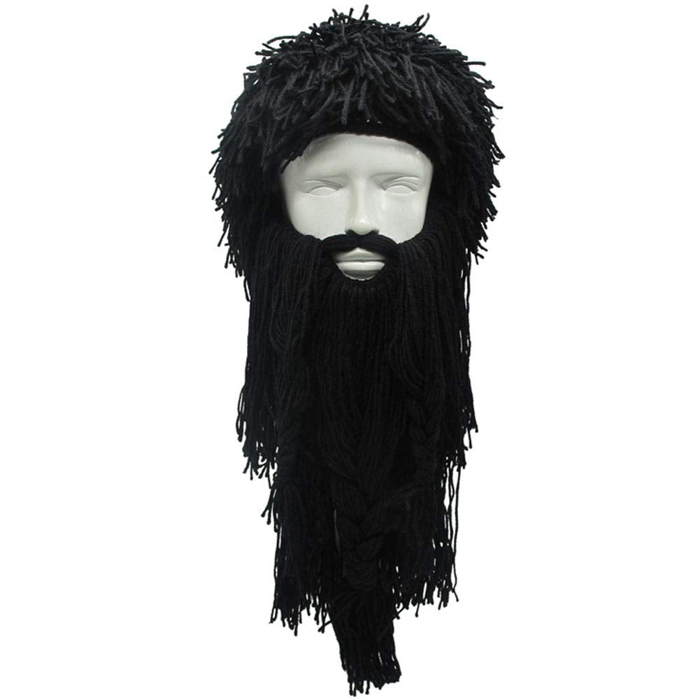 Creative Barbarian Knit Beard Hat Funny Knit Cap Wig Beanie Hats Beard Facemask