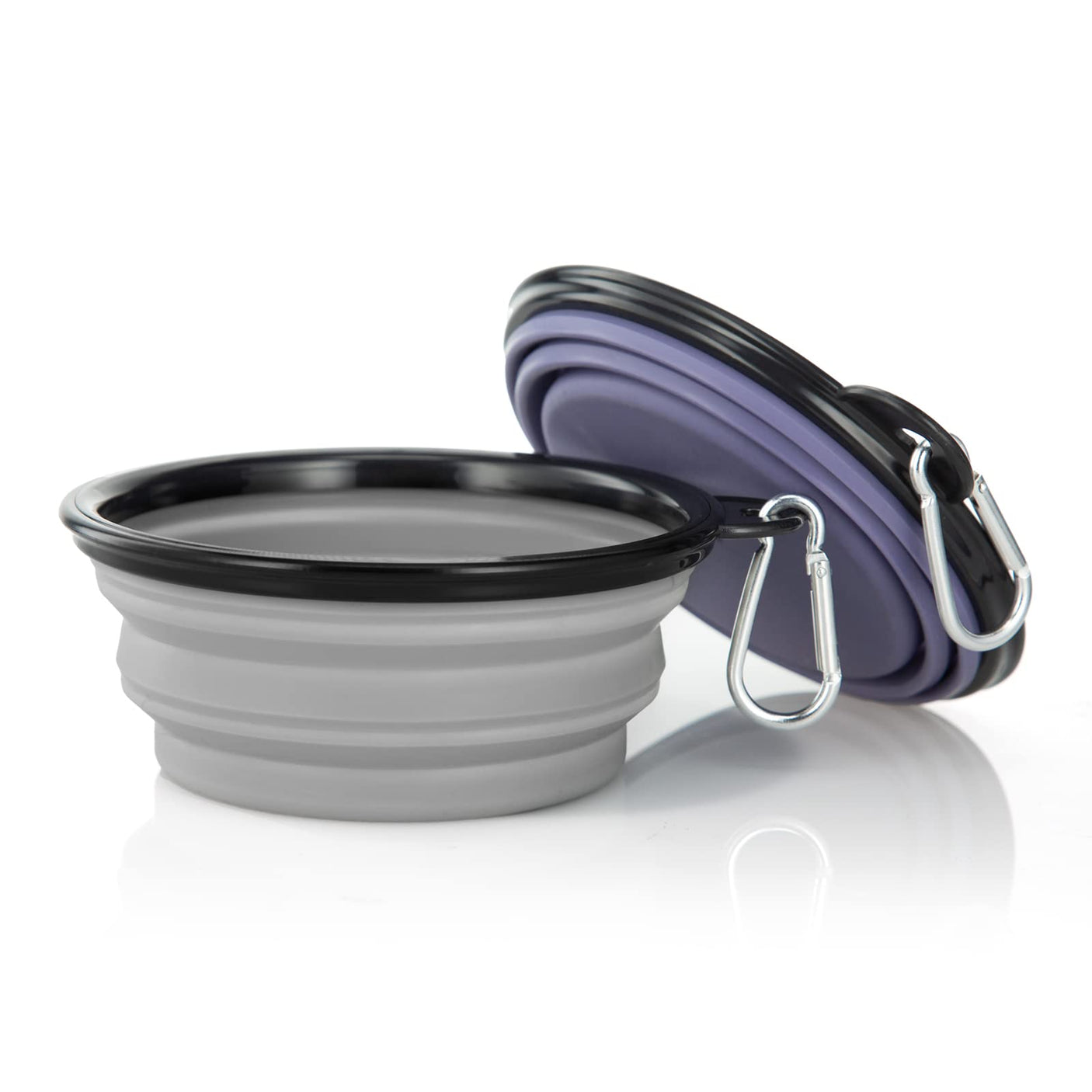 Dog Bowl Pet Collapsible Bowls, 2 Pack for Cats Dogs, Portable Pet Feeding Watering Dish for Walking Parking Traveling with 2 Carabiners (Small, Blue+Green)