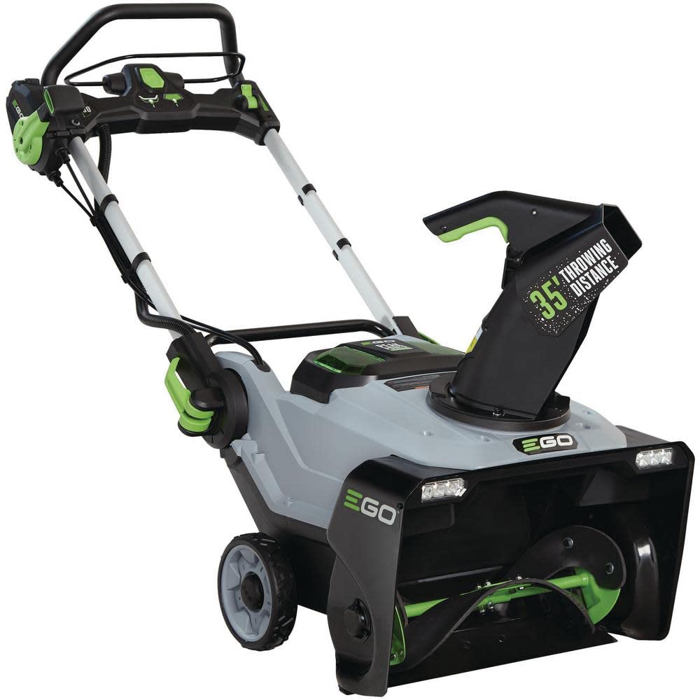 EGO Power+ SNT2112 21-Inch 56-Volt Lithium-Ion Cordless Snow Blower with Steel Auger - (2) 5.0Ah Batteries and Dual Port Charger Included, Black