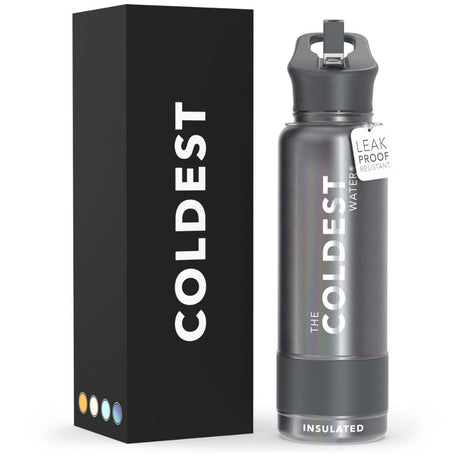 Coldest Insulated Water Bottle with Straw Lid - Stainless Steel Metal Thermos for Men & Women (Matte Black, 32 oz)