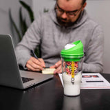 CRUNCHCUP XL Yellow - Portable Plastic Cereal Cups for Breakfast On the Go, To Go Cereal and Milk Container for your favorite Breakfast Cereals, No Spoon or Bowl Required