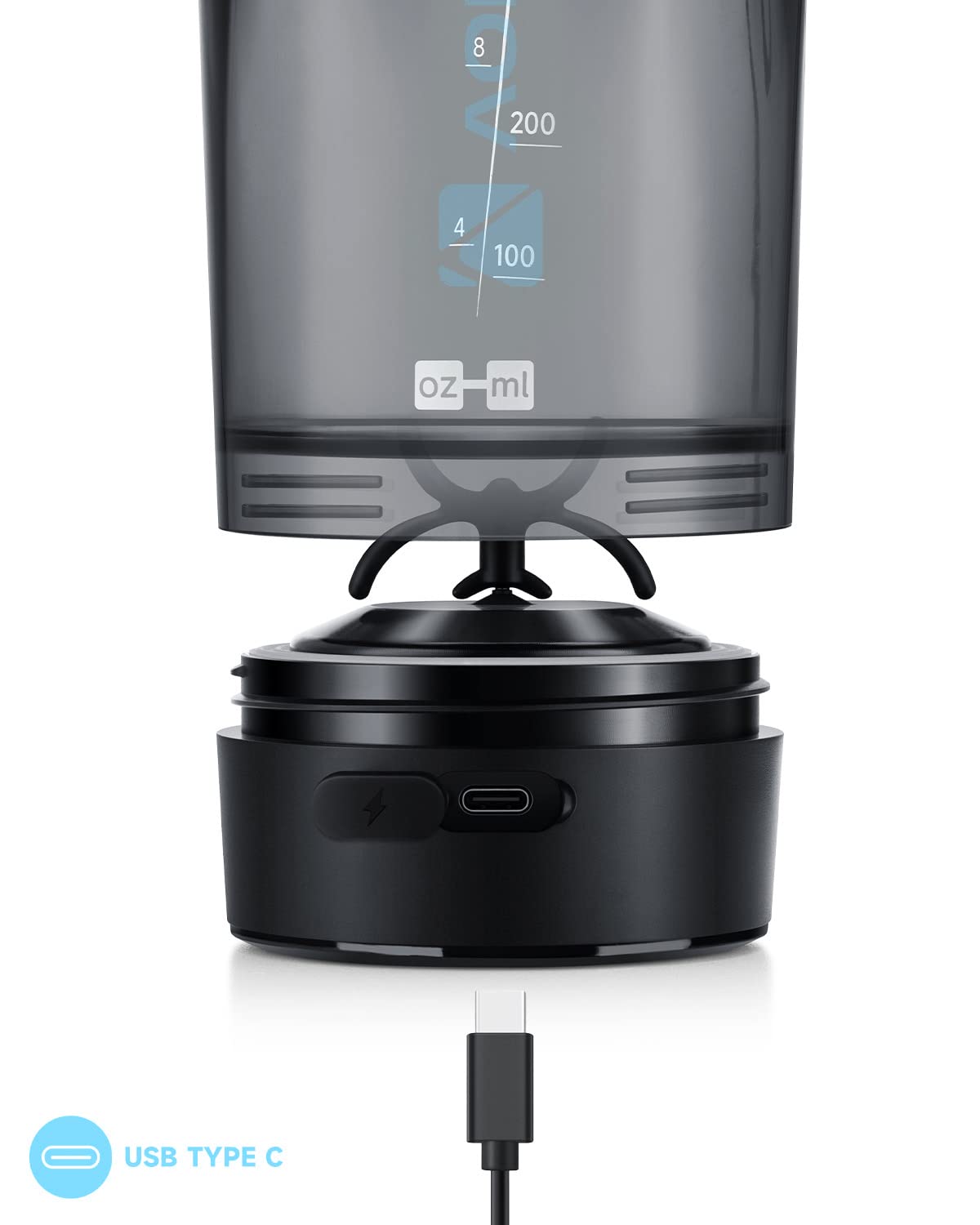 VOLTRX Electric Protein Shaker Bottle - USB Rechargeable Mixer Cup for Shakes and Meal Replacements, BPA-Free Tritan, 24oz