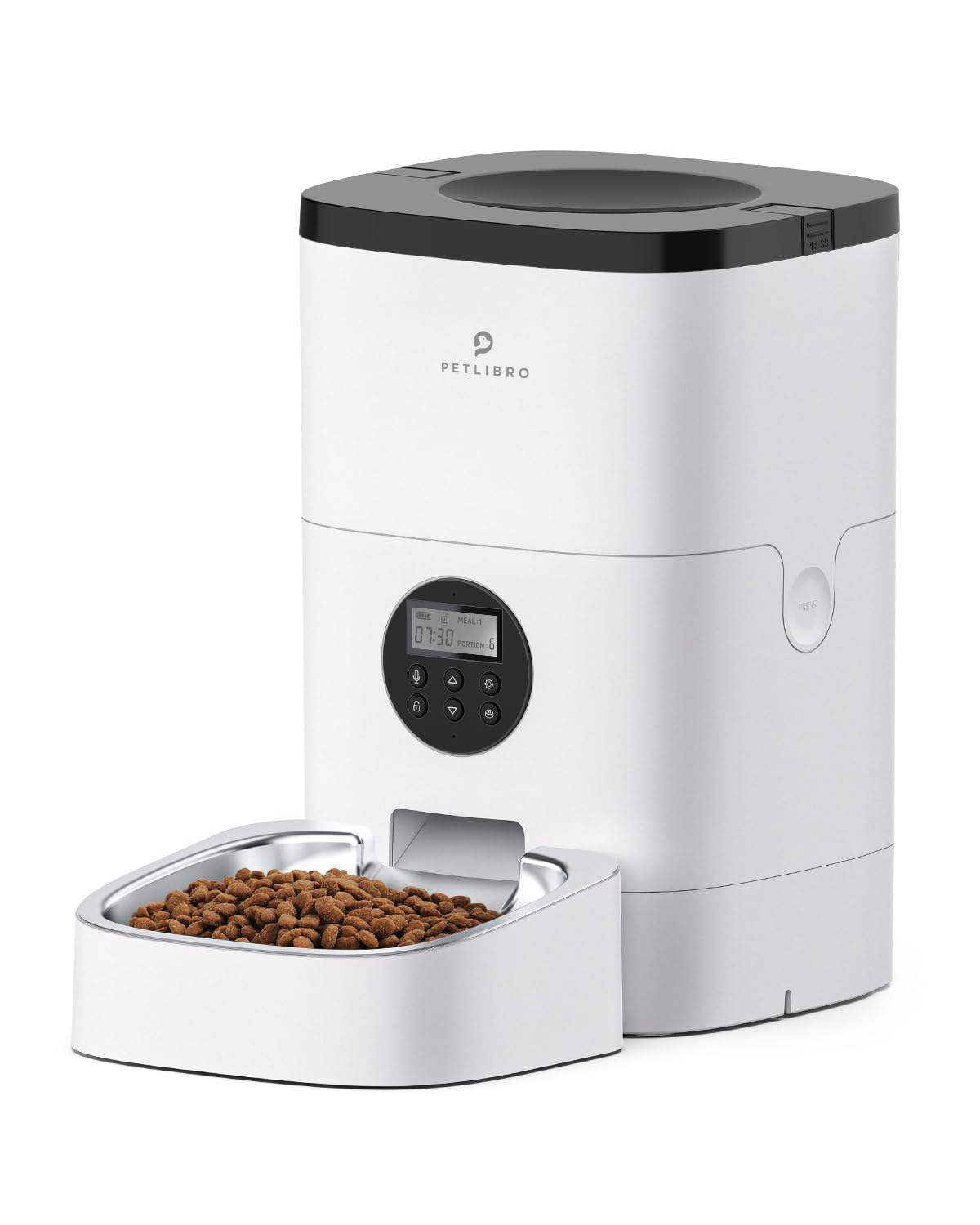 PETLIBRO Automatic Dog Feeder, 6L Dog Food Dispenser with Timer Interactive Voice Recorder, Auto Dog Feeder with Desiccant Bag 1-4 Meals Dry Food, Black Transparent