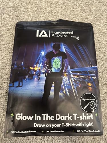 Illuminated Apparel Original Interactive Glow in The Dark T-Shirt - Fun for Birthday Parties & Festivals