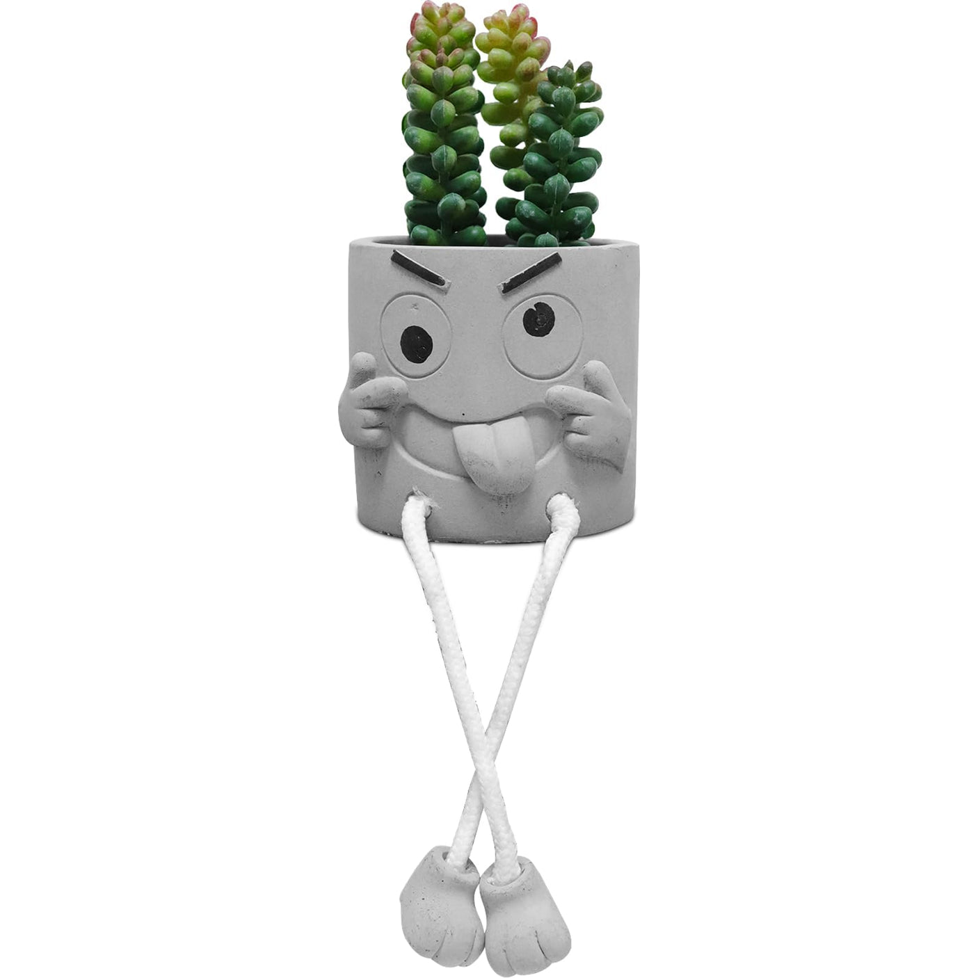 Zerzsy 3pcs Creative Artificial Succulents with Gray Flower Pots, Mini Potted Succulents for Home Office Desk Decor and Gift Choice