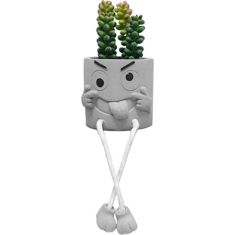 Zerzsy 3pcs Creative Artificial Succulents with Gray Flower Pots, Mini Potted Succulents for Home Office Desk Decor and Gift Choice
