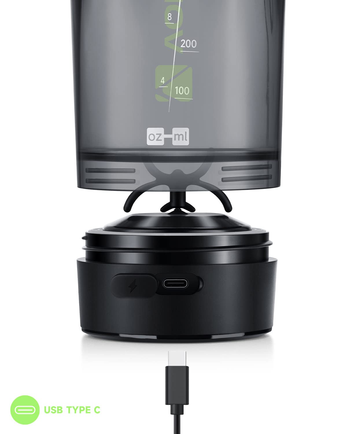 VOLTRX Electric Protein Shaker Bottle - USB Rechargeable Mixer Cup for Shakes and Meal Replacements, BPA-Free Tritan, 24oz