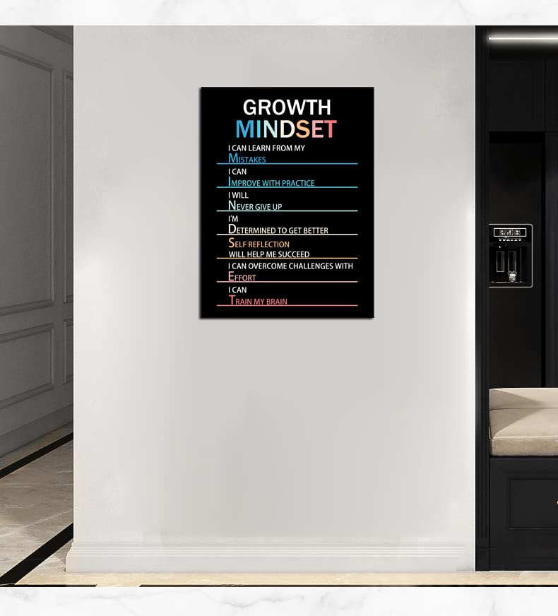 Motivational Canvas Painting Growth Mindset Inspirational Wall Art Entrepreneur Quotes Poster Prints Wall Pictures for Living Room Home Decor Office Framed Ready to Hang [18''W x 24''H]