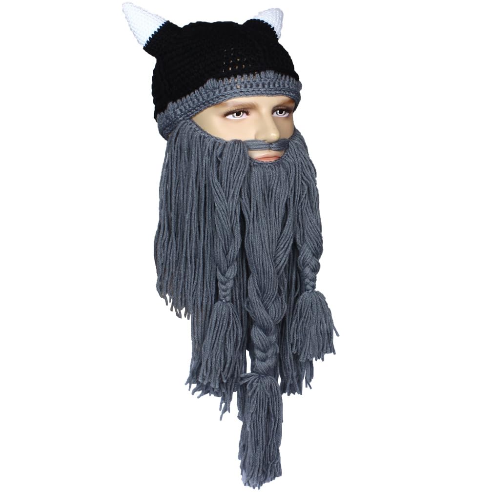 Creative Barbarian Knit Beard Hat Funny Knit Cap Wig Beanie Hats Beard Facemask