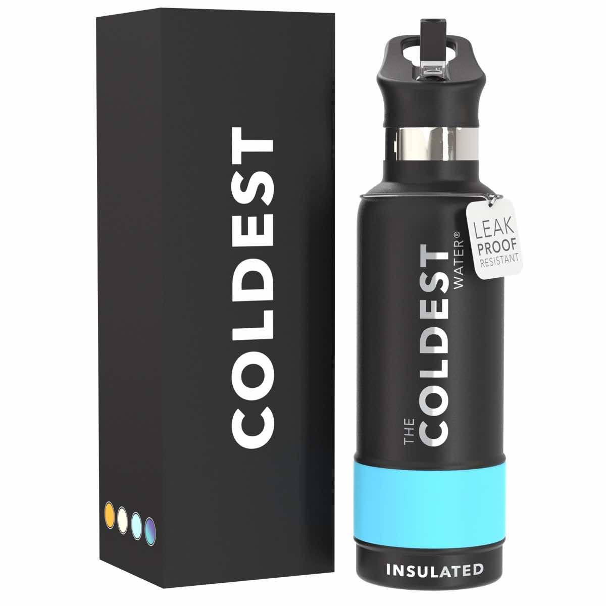 Coldest Insulated Water Bottle with Straw Lid - Stainless Steel Metal Thermos for Men & Women (Matte Black, 32 oz)