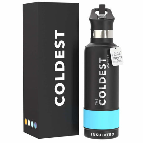 Coldest Insulated Water Bottle with Straw Lid - Stainless Steel Metal Thermos for Men & Women (Matte Black, 32 oz)