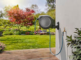 GARDENA 20505, 100' Retractable Garden Hose Reel with US Hose Threads - 100' x 1/2" hose, Automatic Retraction & Length Lock for Easy Watering. Heavy Duty Swivel Bracket 180°, Includes Nozzle.