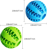 Dog Treat Toy Ball, Dog Tooth Cleaning Toy, Interactive Dog Toys(1 Green+1 Blue) 2.8" Pack of 2