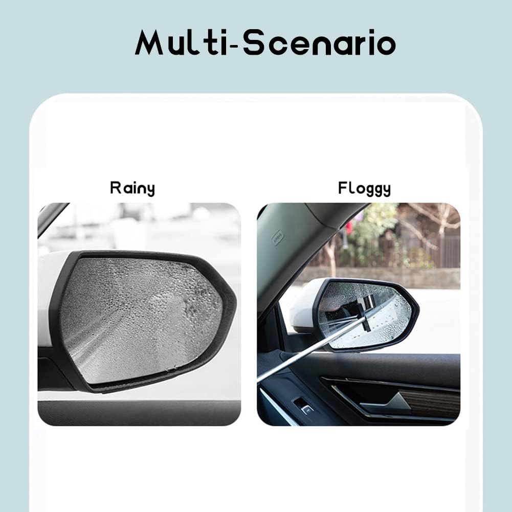 Car Side Mirror Squeegee, Retractable Telescopic Mirror Wiper, Anti-Fog & Water Cleaning Tool for Rainy & Foggy Weather, Extendable 98cm Handle, Portable Auto Mirror Cleaner