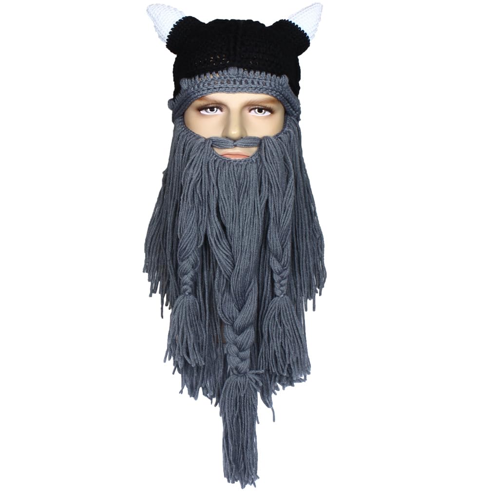 Creative Barbarian Knit Beard Hat Funny Knit Cap Wig Beanie Hats Beard Facemask