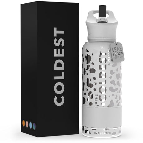Coldest Insulated Water Bottle with Straw Lid - Stainless Steel Metal Thermos for Men & Women (Matte Black, 32 oz)