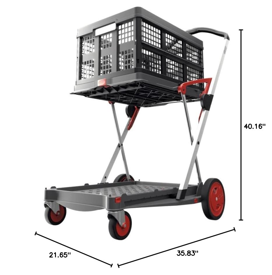 CLAX® The Original | Made in Germany | Multi use Functional Collapsible carts | Mobile Folding Trolley | Shopping cart with Storage Crate | Platform Truck (Green)