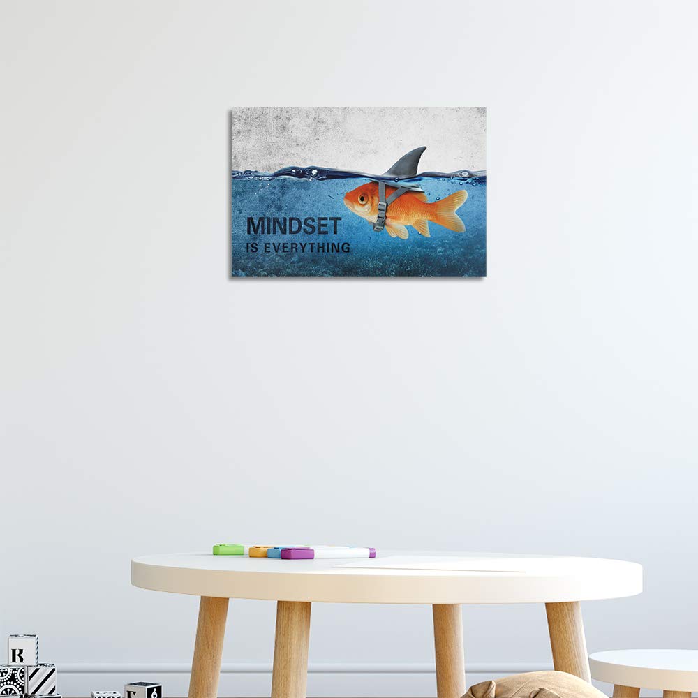 Success Tree Inspirational Quote Canvas Wall Art Motivational Motto Painting Inspiring Entrepreneur Posters Prints Artwork Decor Framed for Home Office Classroom Ready to Hang - 12" Wx18 H