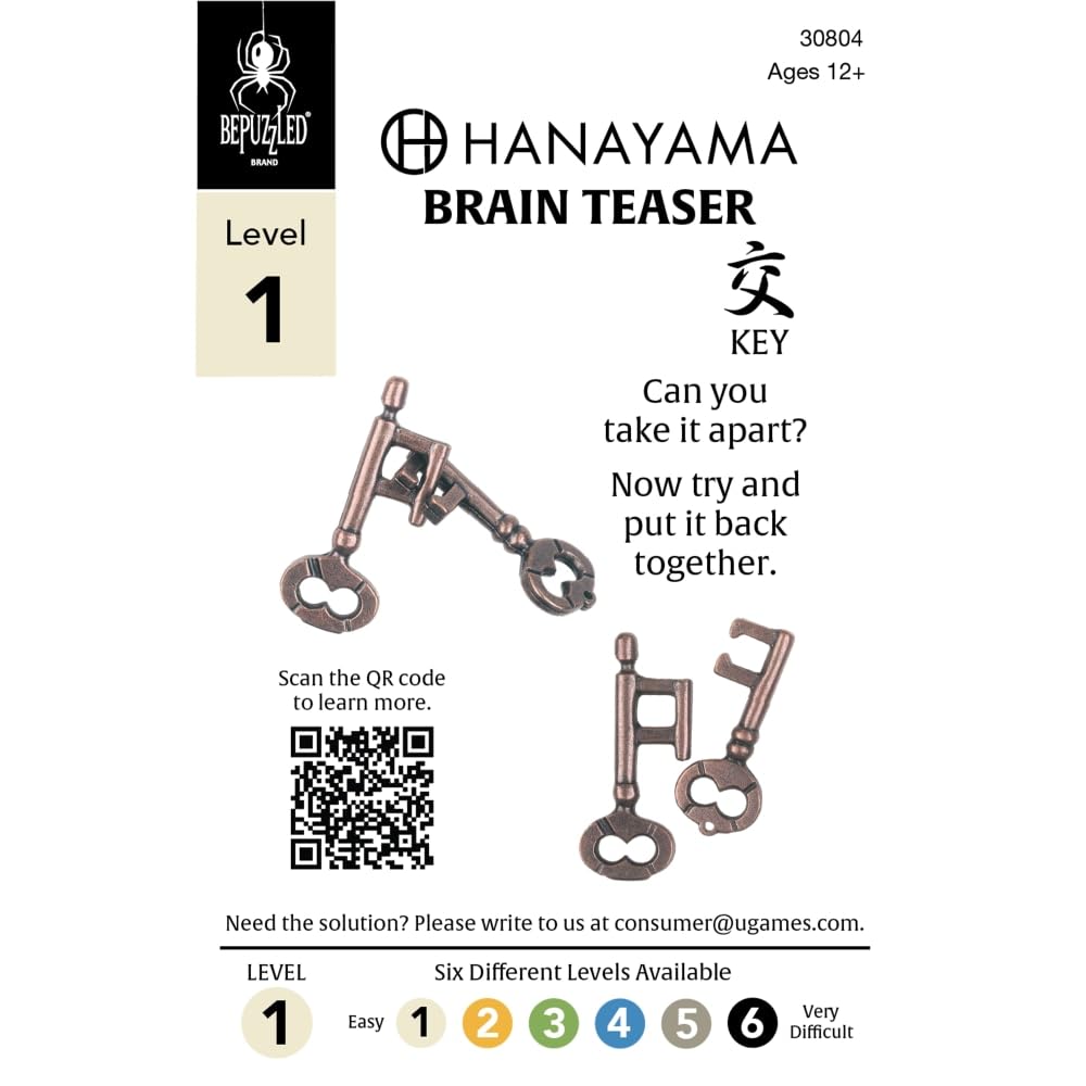 BePuzzled | Key Hanayama Metal Brainteaser Puzzle Mensa Rated Level 1, for Ages 12 and Up