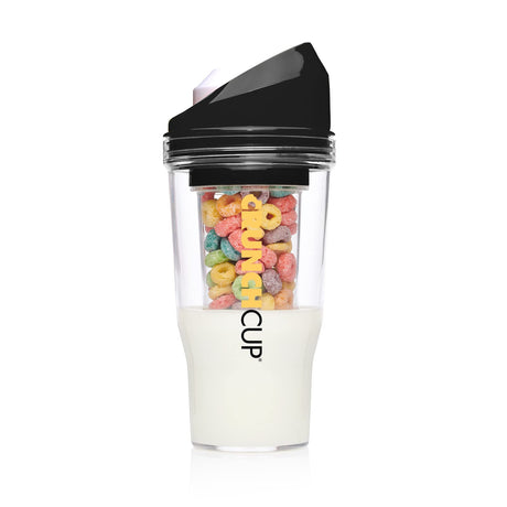 CRUNCHCUP XL Yellow - Portable Plastic Cereal Cups for Breakfast On the Go, To Go Cereal and Milk Container for your favorite Breakfast Cereals, No Spoon or Bowl Required
