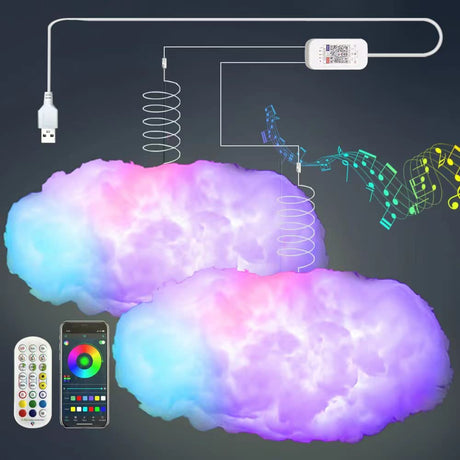 3D Big Cloud lightning Light Kit Music Sync Warm White Multicolor lightning Changing Strip Lights 360 Degree Wireless Remote APP NO DIY Coolest Decorations for Adults and Kids Indoor Home Bedroom