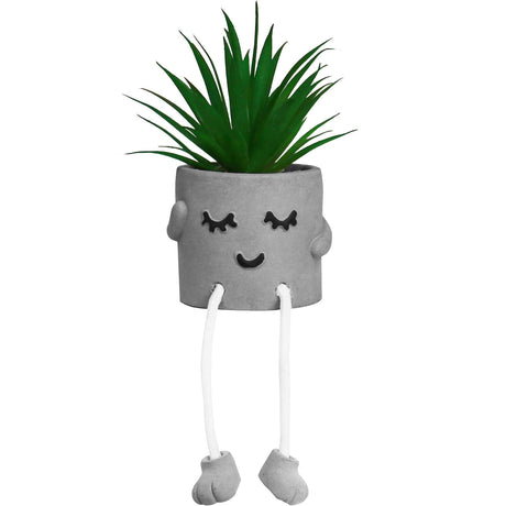 Zerzsy 3pcs Creative Artificial Succulents with Gray Flower Pots, Mini Potted Succulents for Home Office Desk Decor and Gift Choice