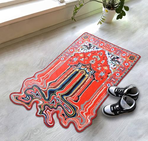 Melting Rug 2x3 Oriental Design Melting Area Rug Machine Washable Traditional Carpet Nonslip Mat Scandinavian Melting Rug for Living Room Bedroom Kitchen Abstract Rug Fabric Surface