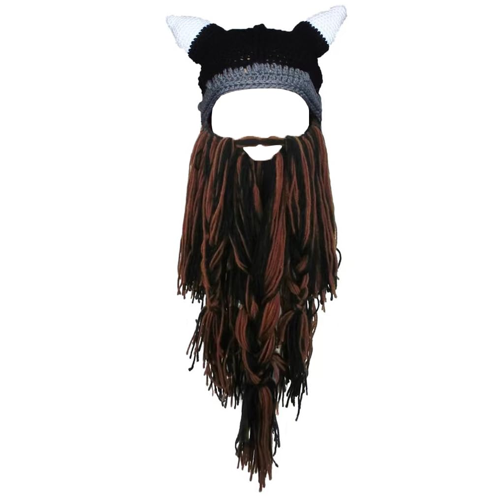 Creative Barbarian Knit Beard Hat Funny Knit Cap Wig Beanie Hats Beard Facemask