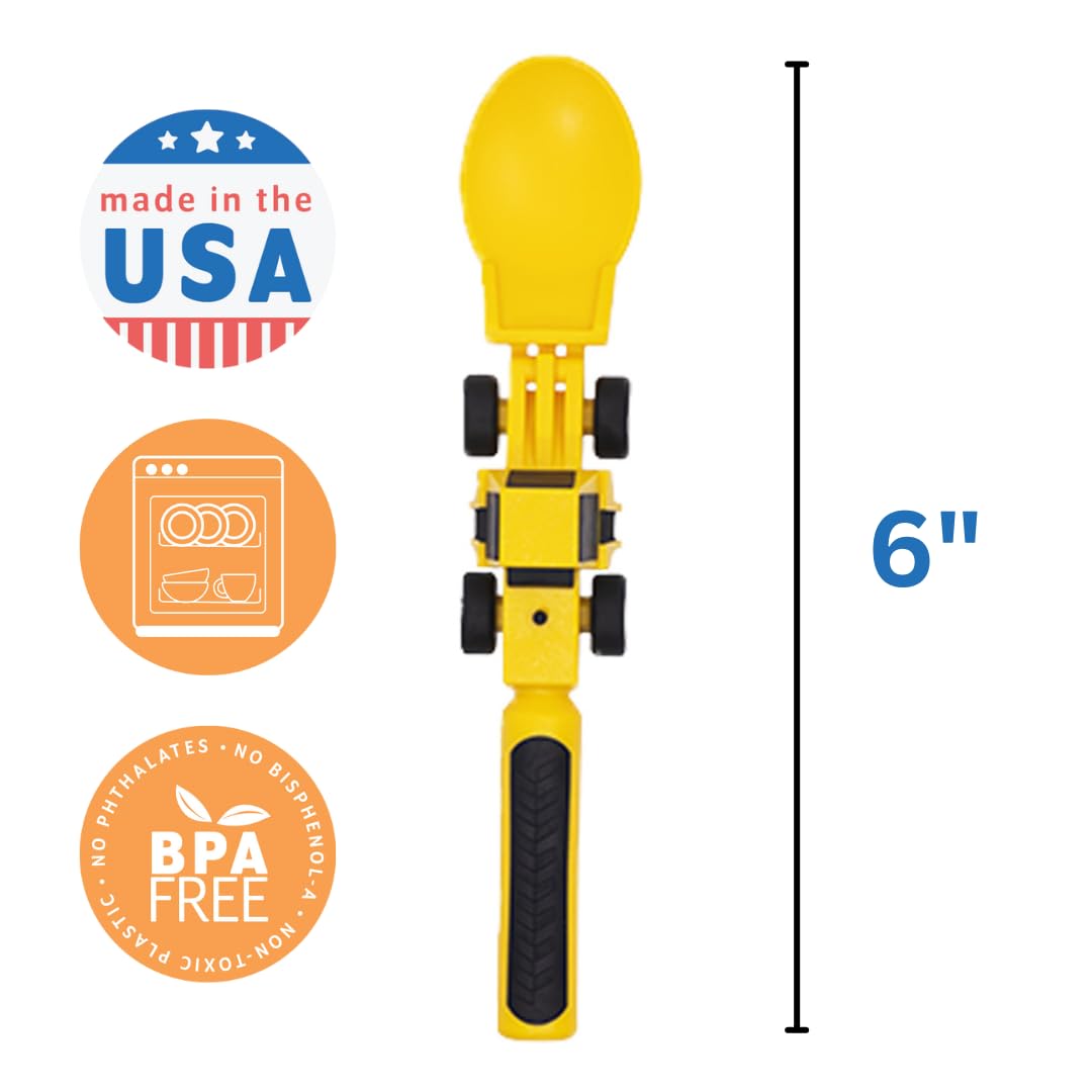 Constructive Eating Plate and Utensils Set - USA-Made Toddler Dinnerware with Divided Plates (Dinosaur)