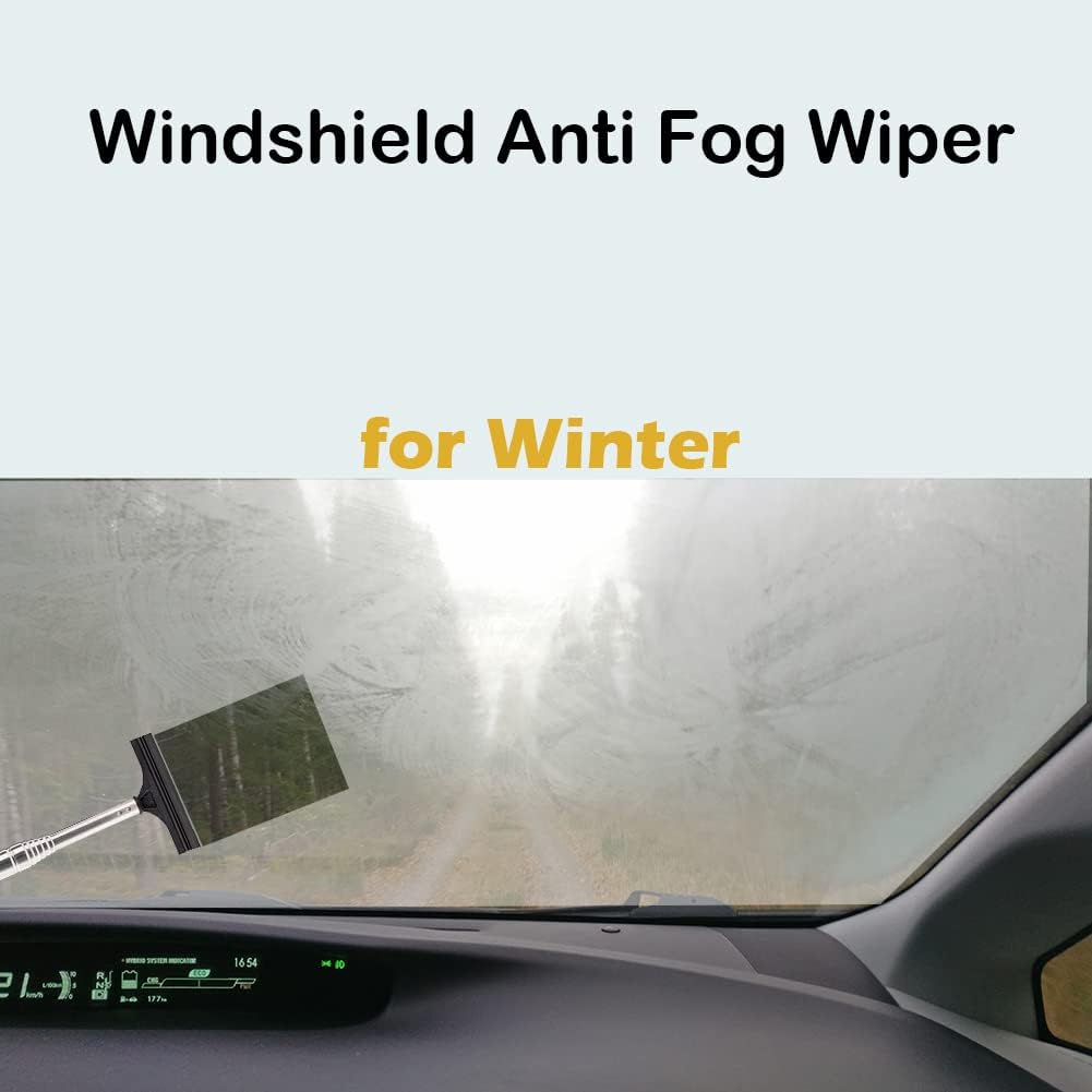 Car Side Mirror Squeegee, Retractable Telescopic Mirror Wiper, Anti-Fog & Water Cleaning Tool for Rainy & Foggy Weather, Extendable 98cm Handle, Portable Auto Mirror Cleaner