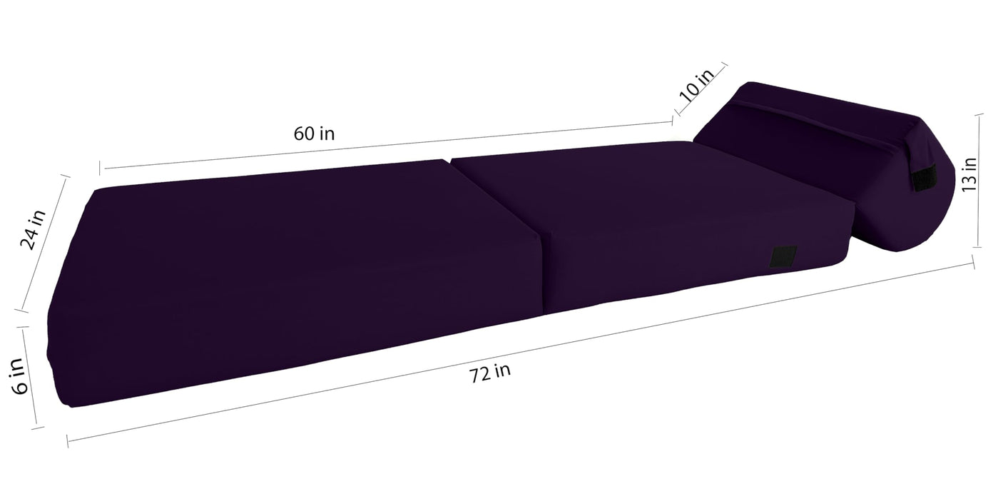 D&D Futon Furniture Sleeper Chair Folding Bed, Studio Sofa Guest Folded Mattress, High Density Foam (70 x 24 x 6, Navy Blue)