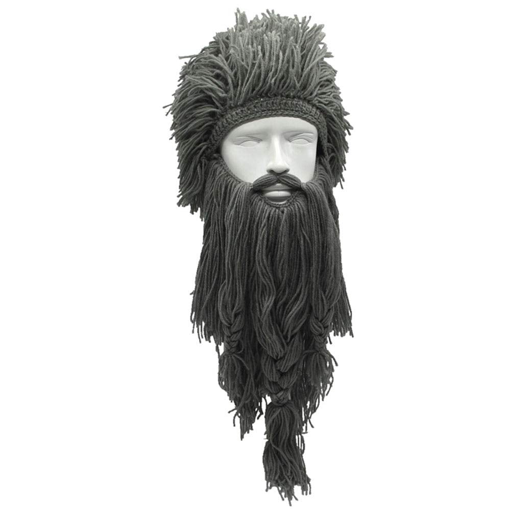 Creative Barbarian Knit Beard Hat Funny Knit Cap Wig Beanie Hats Beard Facemask