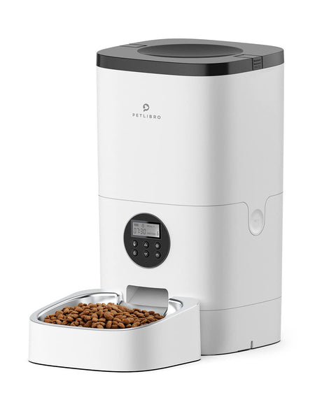 PETLIBRO Automatic Dog Feeder, 6L Dog Food Dispenser with Timer Interactive Voice Recorder, Auto Dog Feeder with Desiccant Bag 1-4 Meals Dry Food, Black Transparent