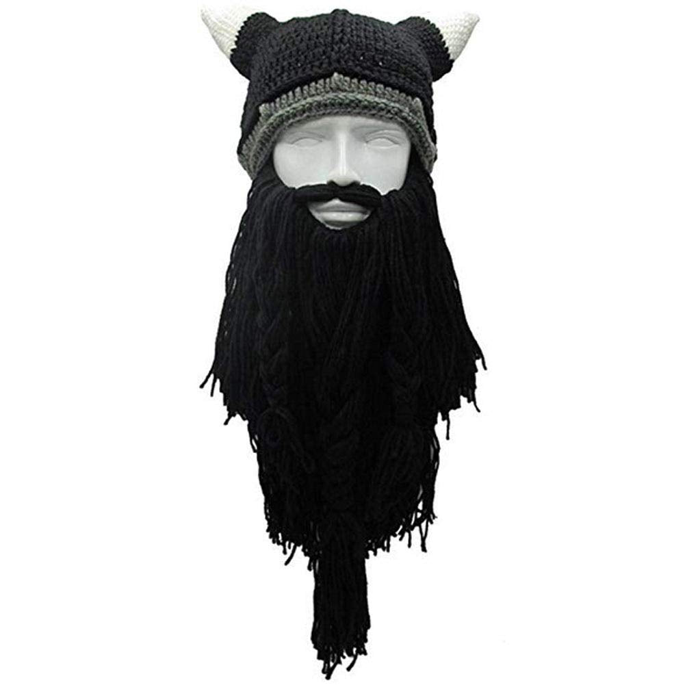 Creative Barbarian Knit Beard Hat Funny Knit Cap Wig Beanie Hats Beard Facemask