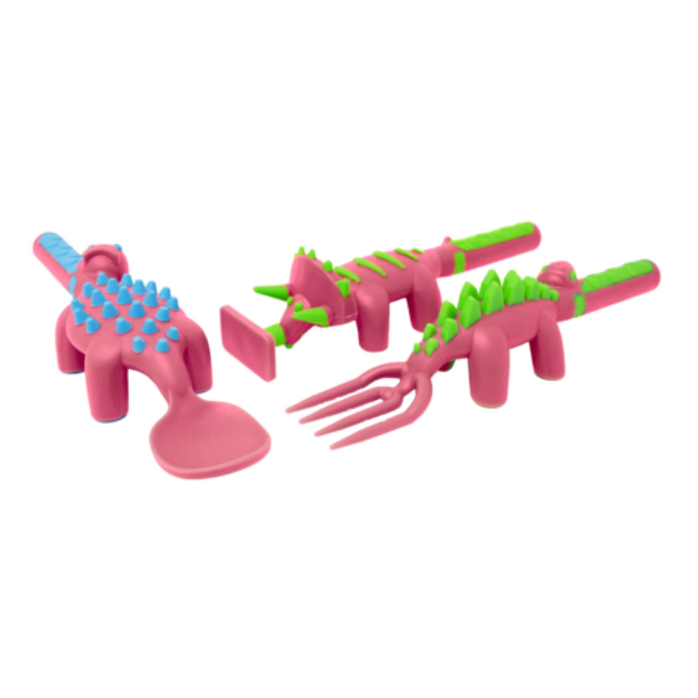 Constructive Eating Plate and Utensils Set - USA-Made Toddler Dinnerware with Divided Plates (Dinosaur)