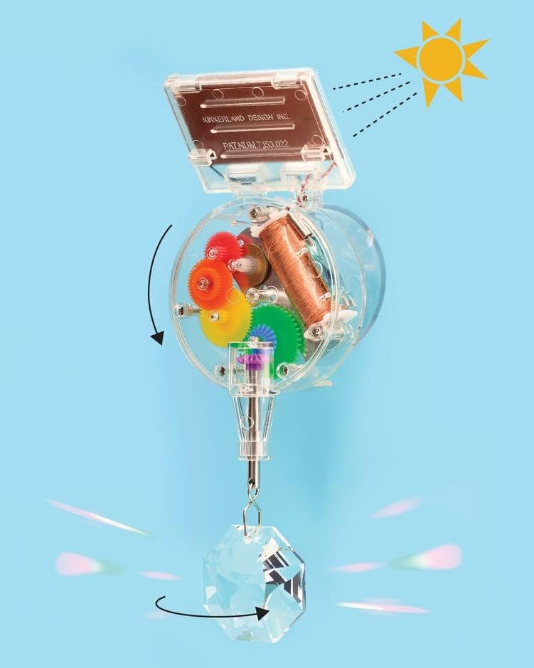 Kikkerland Solar Powered Rainbow Maker – Prism Suncatcher, Fun Home Window Decor – Unique Gift for Christmas & Birthdays – Single Crystal