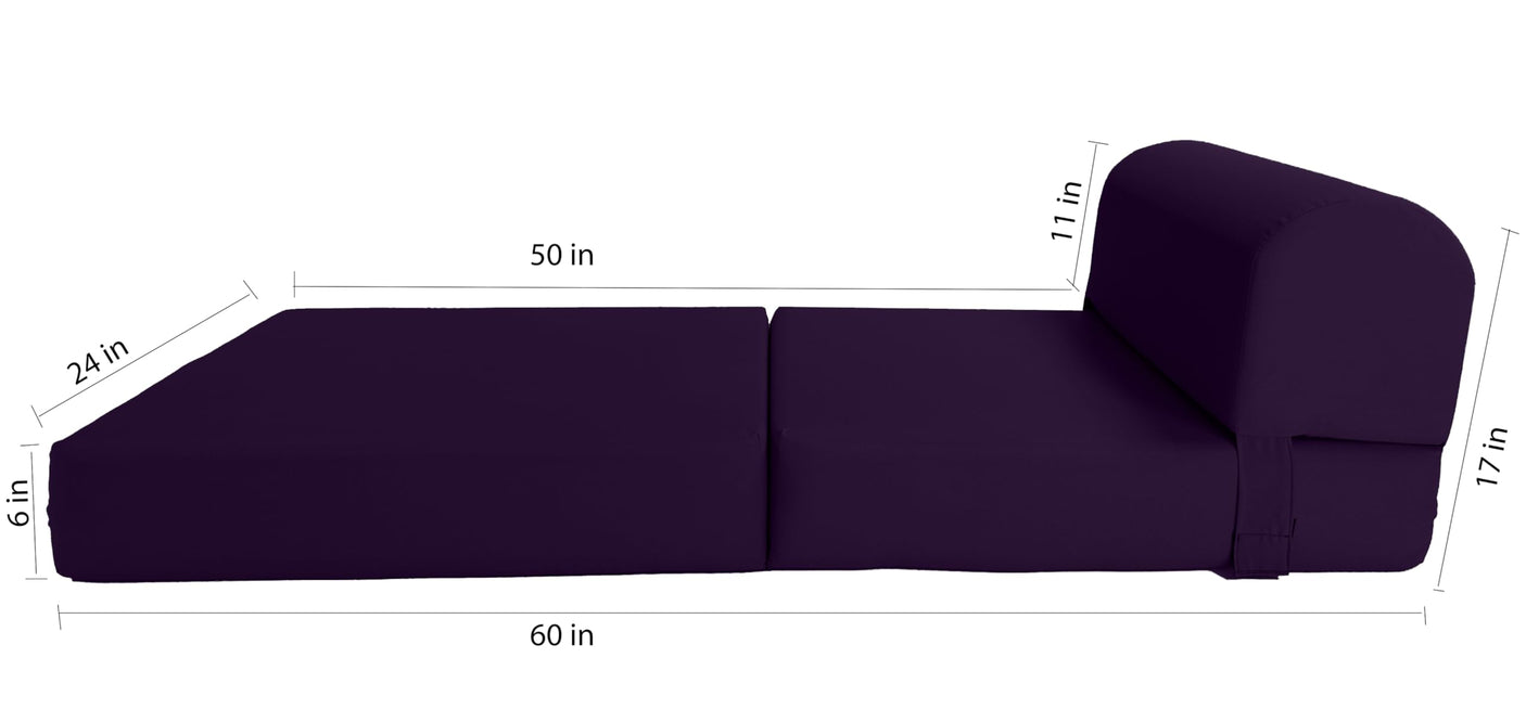 D&D Futon Furniture Sleeper Chair Folding Bed, Studio Sofa Guest Folded Mattress, High Density Foam (70 x 24 x 6, Navy Blue)