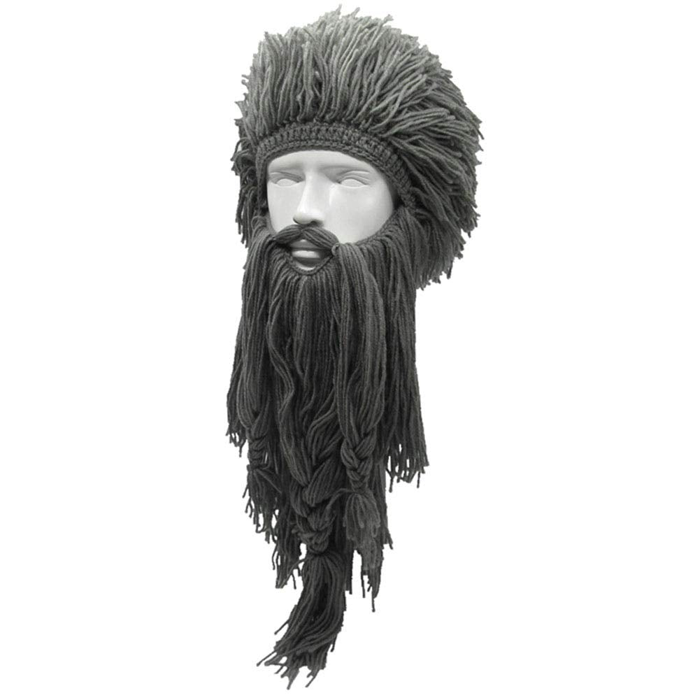Creative Barbarian Knit Beard Hat Funny Knit Cap Wig Beanie Hats Beard Facemask